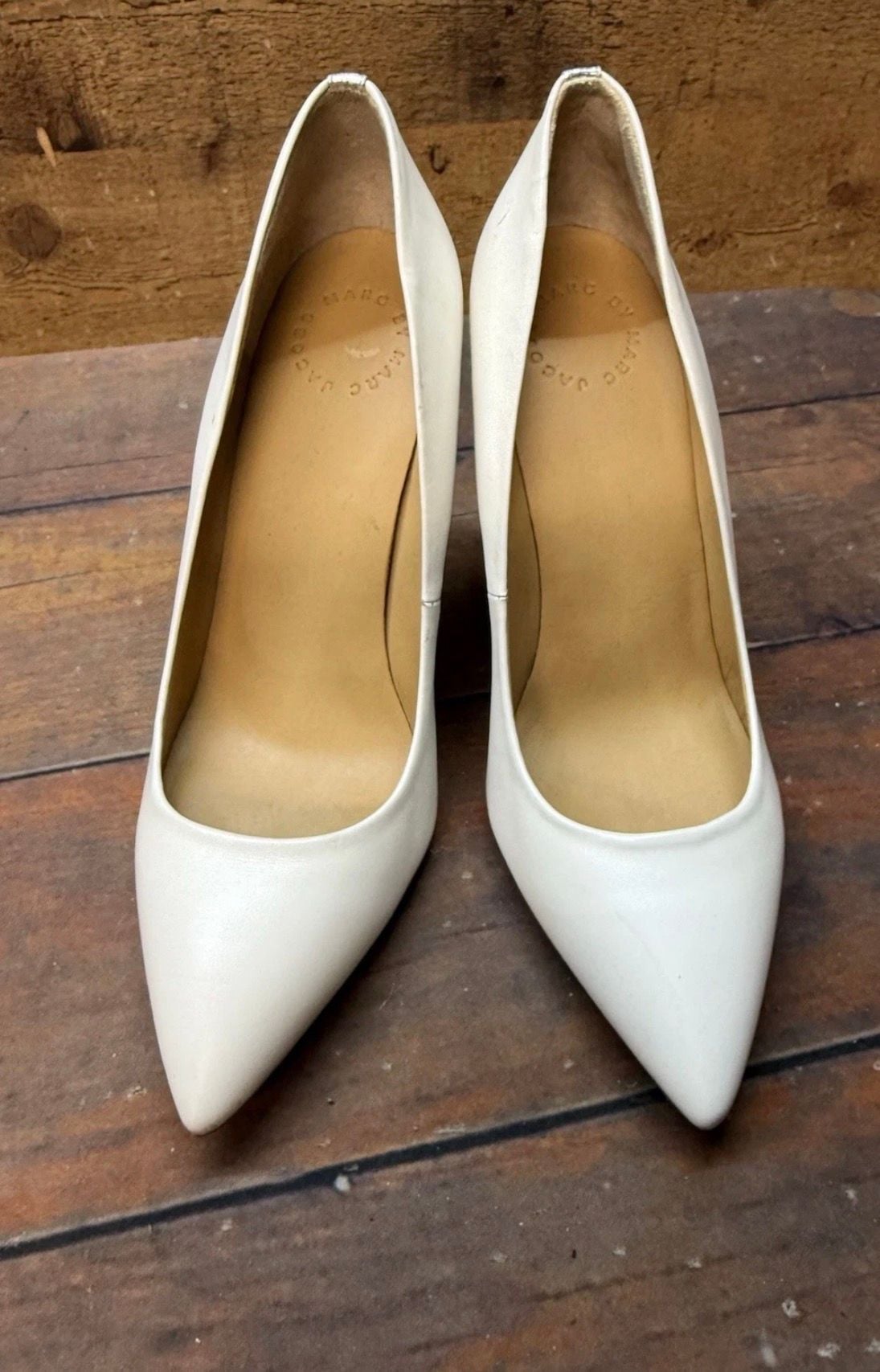 Marc By Marc Jacobs Pumps Size 39 White Leather Studded Heel 3
