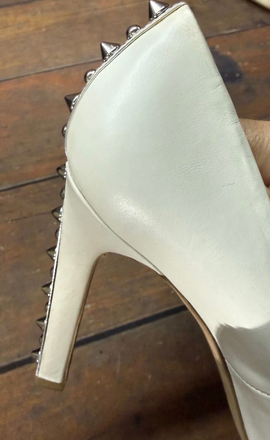 Marc By Marc Jacobs Pumps Size 39 White Leather Studded Heel 12