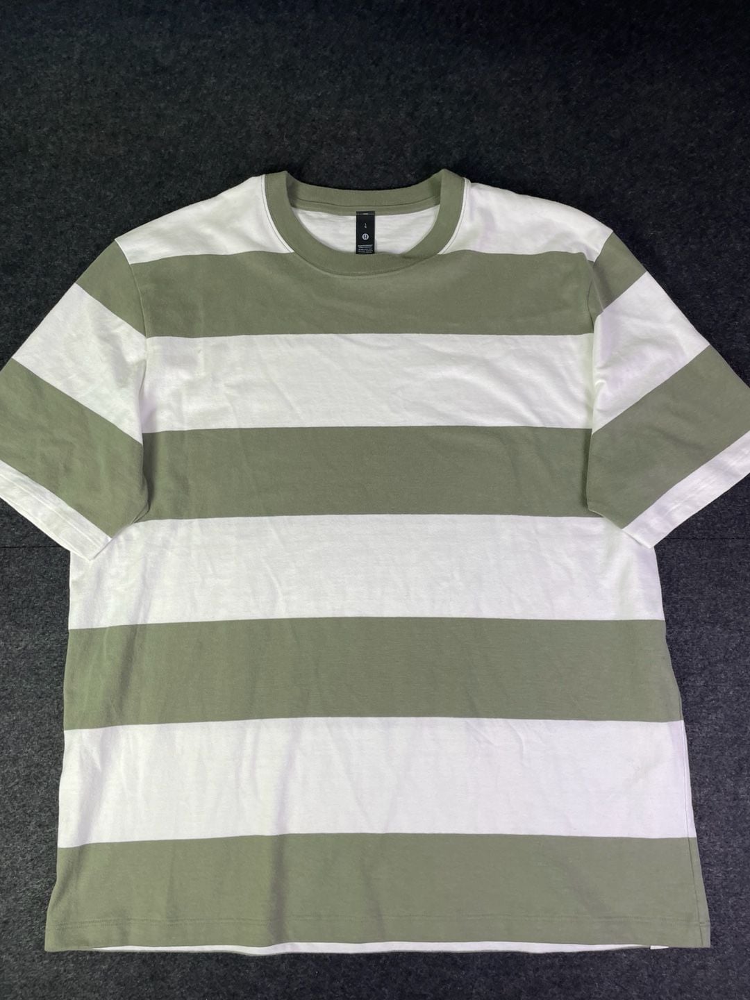 Lululemon Heavyweight Cotton Jersey T-Shirt Stripe Size L Green 2