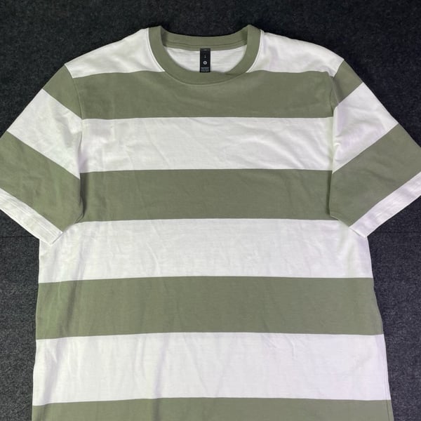 Lululemon Heavyweight Cotton Jersey T-Shirt Stripe Size L Green