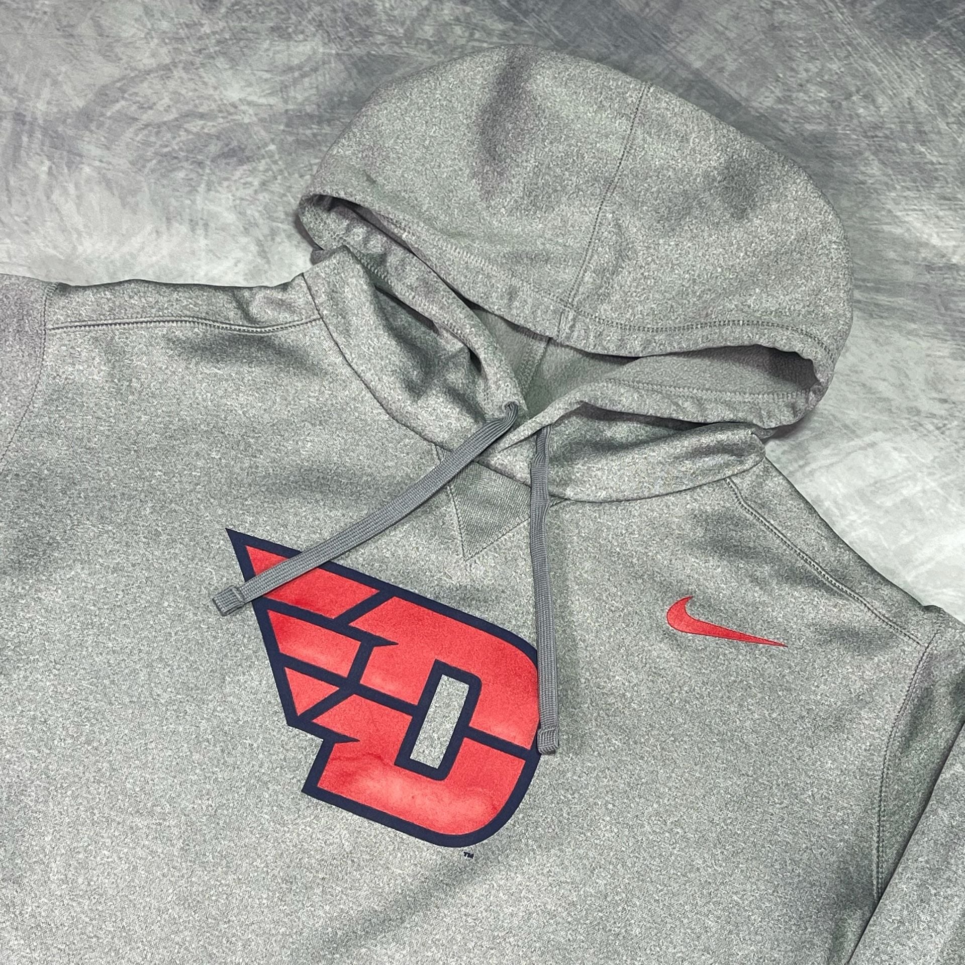 Nike Dayton Flyers Dri Fit Hoodie Size L Gray Red Pullover Sweatshirt 2