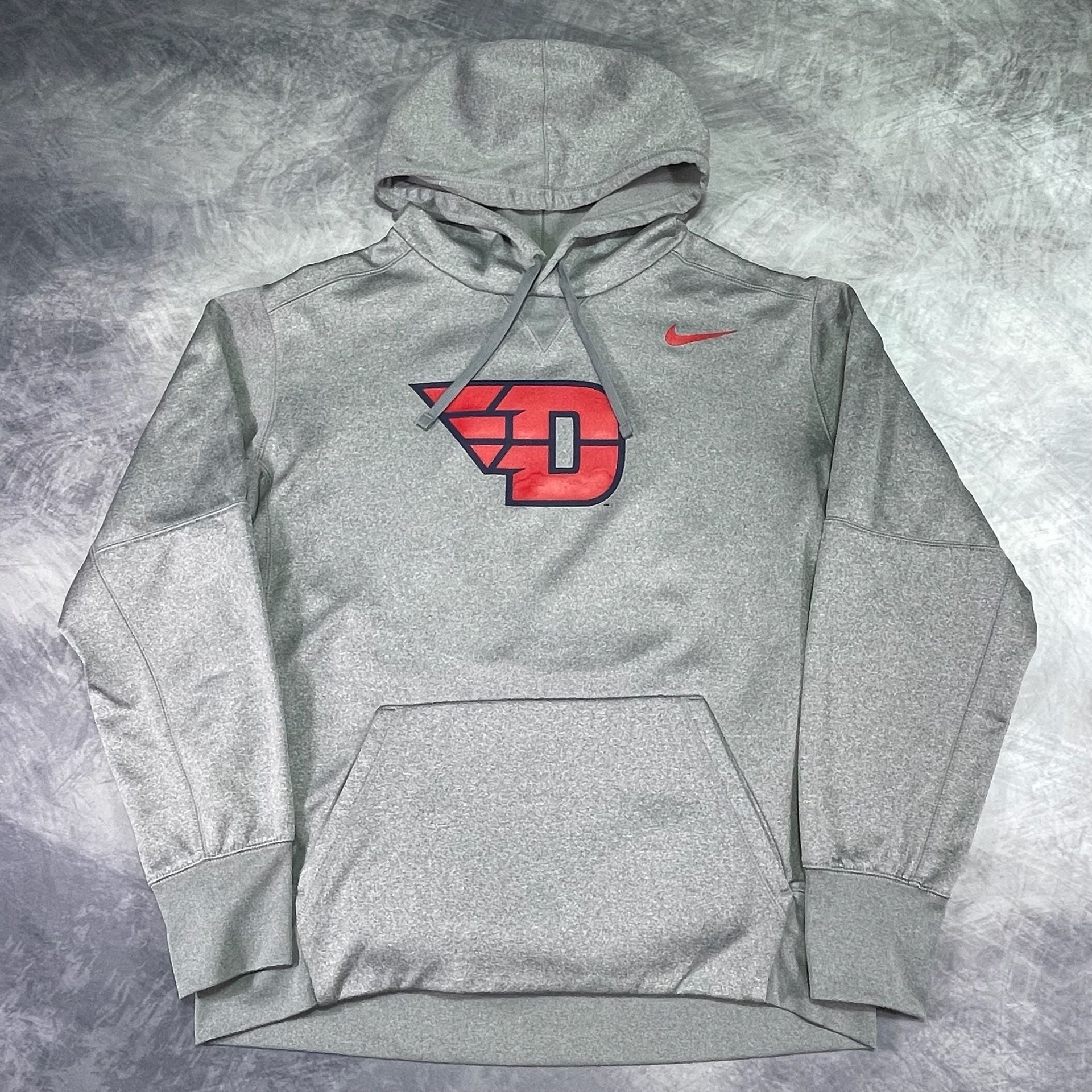 Nike Dayton Flyers Dri Fit Hoodie Size L Gray Red Pullover Sweatshirt 8