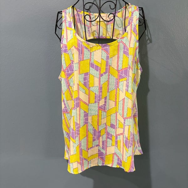 Everly Geometric Tank Top Size S Multicolor Poly Cutout Back