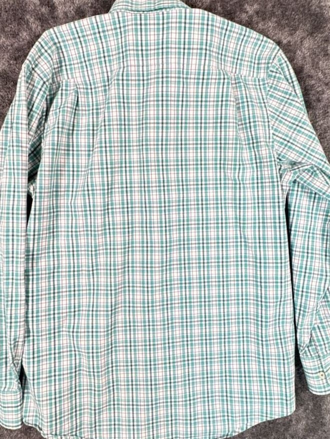 Southern Tide Plaid Long Sleeve Button Down Shirt bright Teal Green White 5