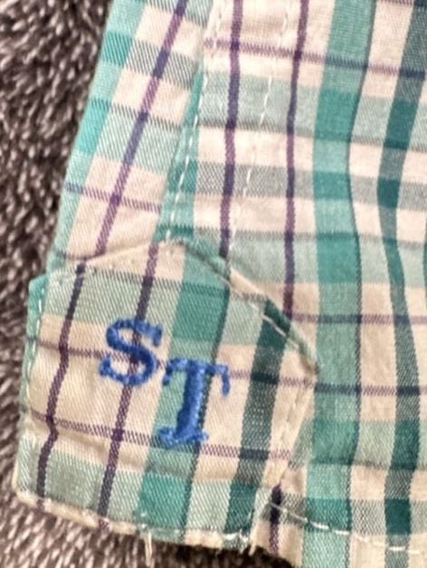 Southern Tide Plaid Long Sleeve Button Down Shirt bright Teal Green White 4