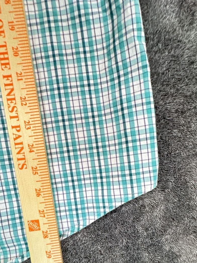 Southern Tide Plaid Long Sleeve Button Down Shirt bright Teal Green White 6