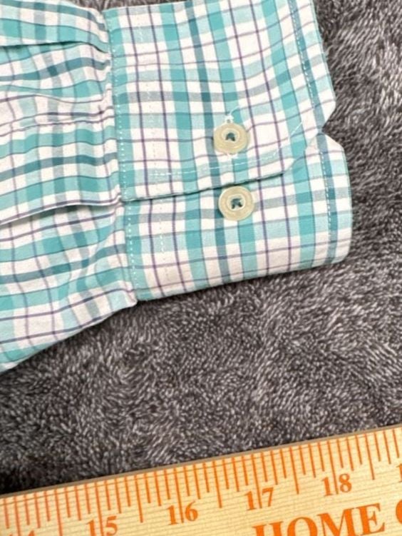 Southern Tide Plaid Long Sleeve Button Down Shirt bright Teal Green White 8