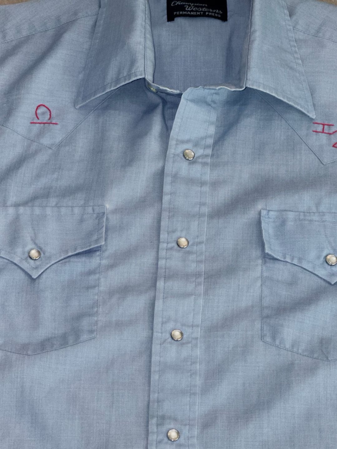 Champion Westerns Pearl Snap Shirt Blue Long Sleeve Item 0501 5