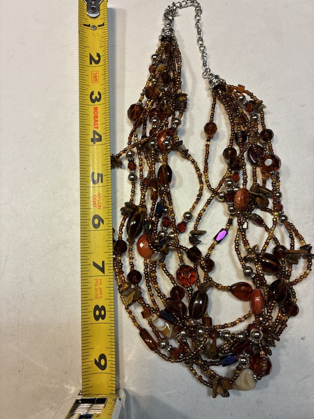 Unbranded Multi Strand Beaded Statement Necklace Caramel Tones 7