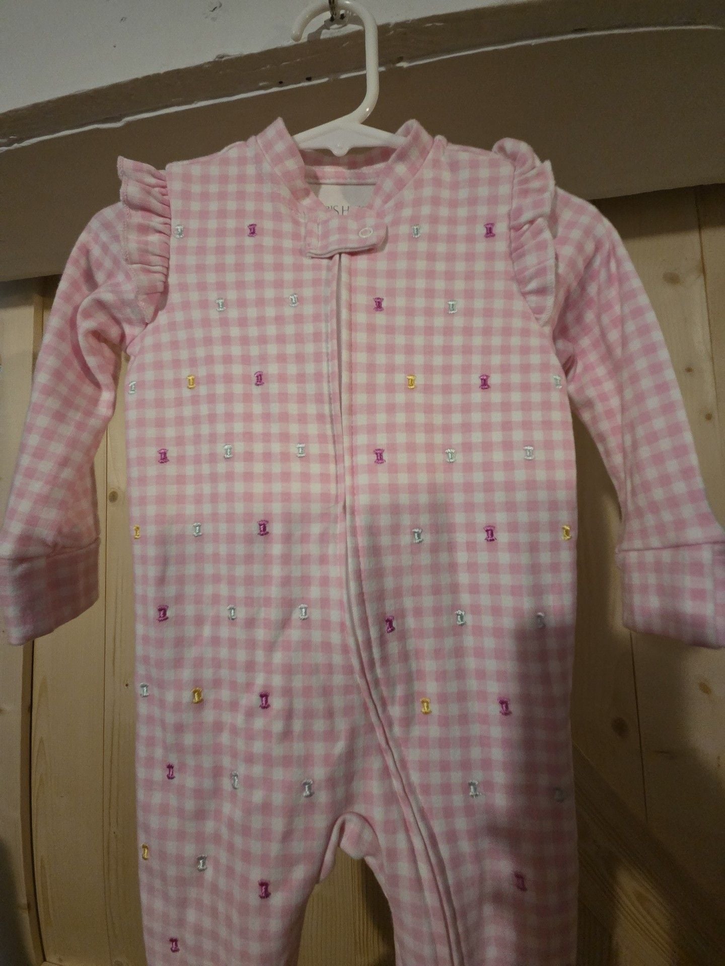 Paris Hilton Pink Gingham Footie Sleep 3