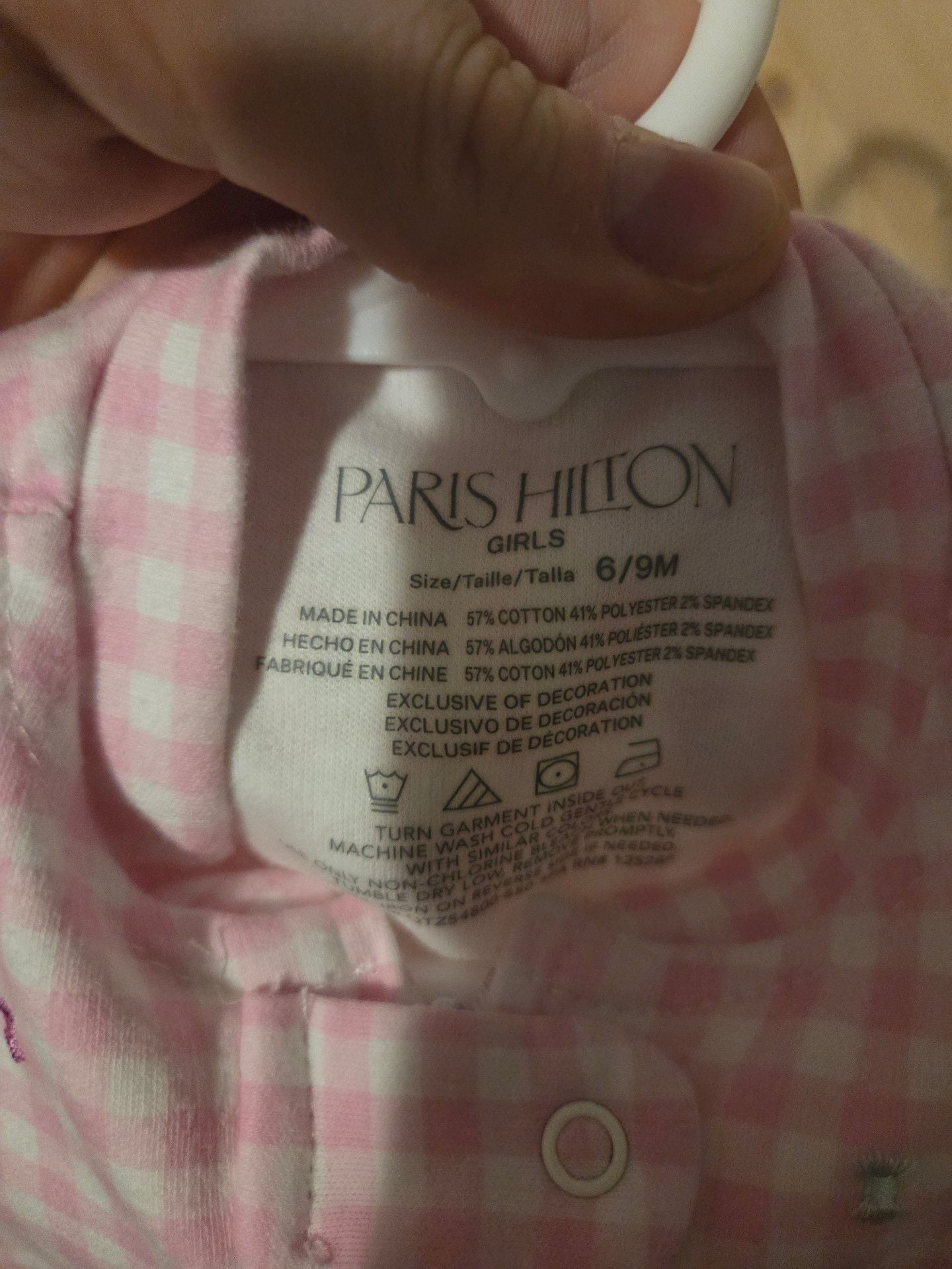 Paris Hilton Pink Gingham Footie Sleep 10
