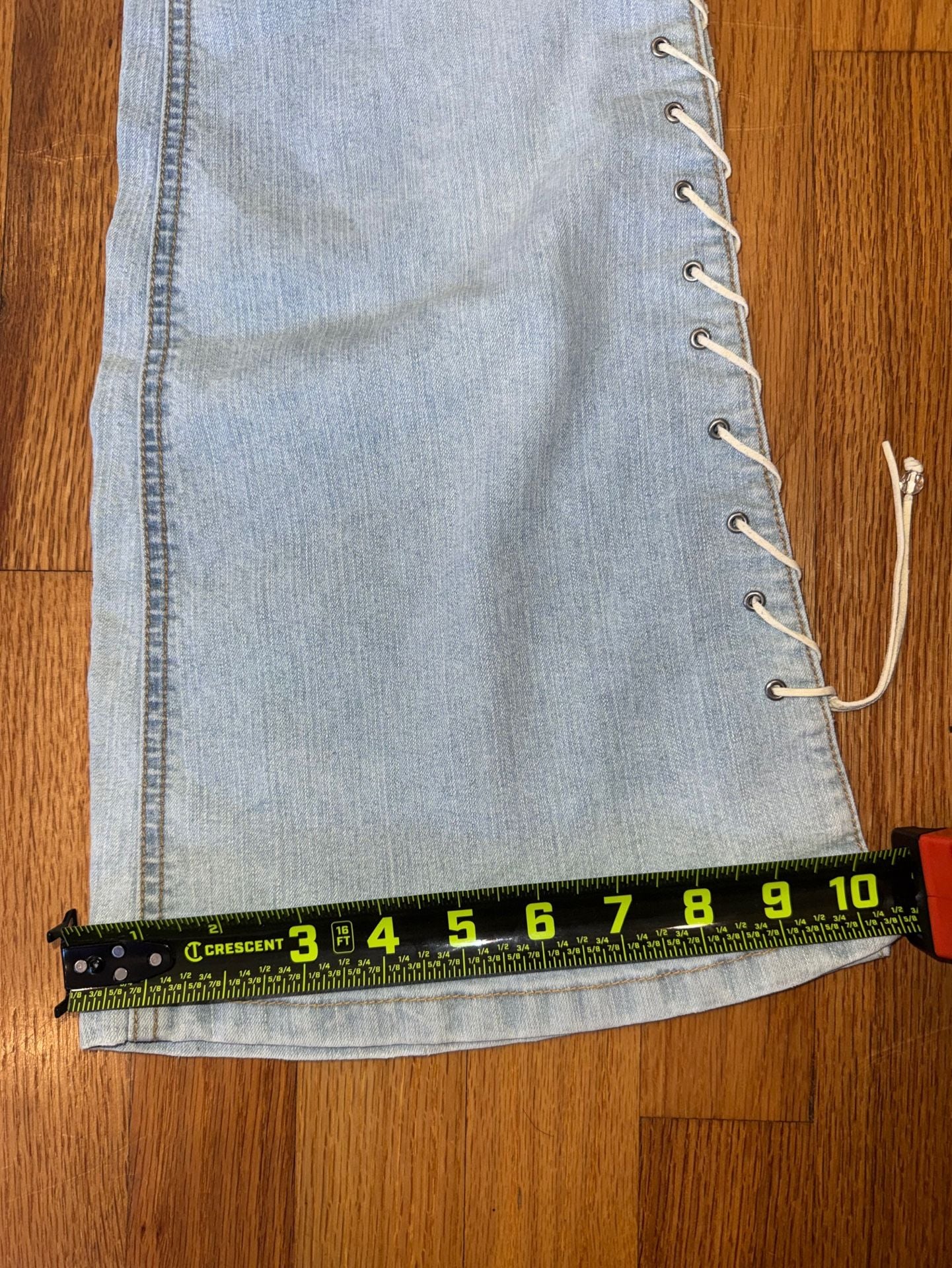 Mudd Jeans Lace Up Side Flare Vintage Y2K Denim Low Rise 9 Blue Womens 90s Rare 9