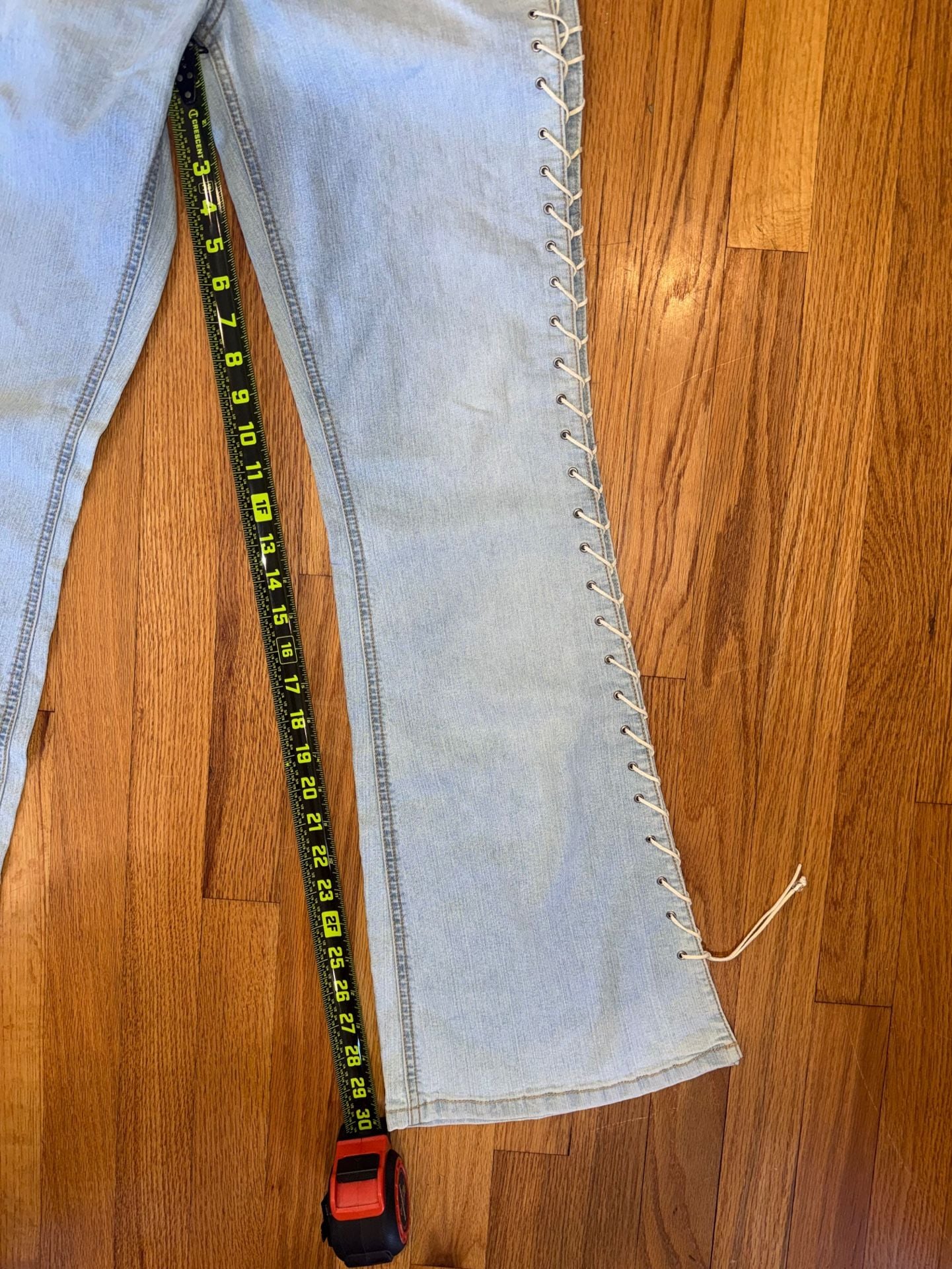 Mudd Jeans Lace Up Side Flare Vintage Y2K Denim Low Rise 9 Blue Womens 90s Rare 10