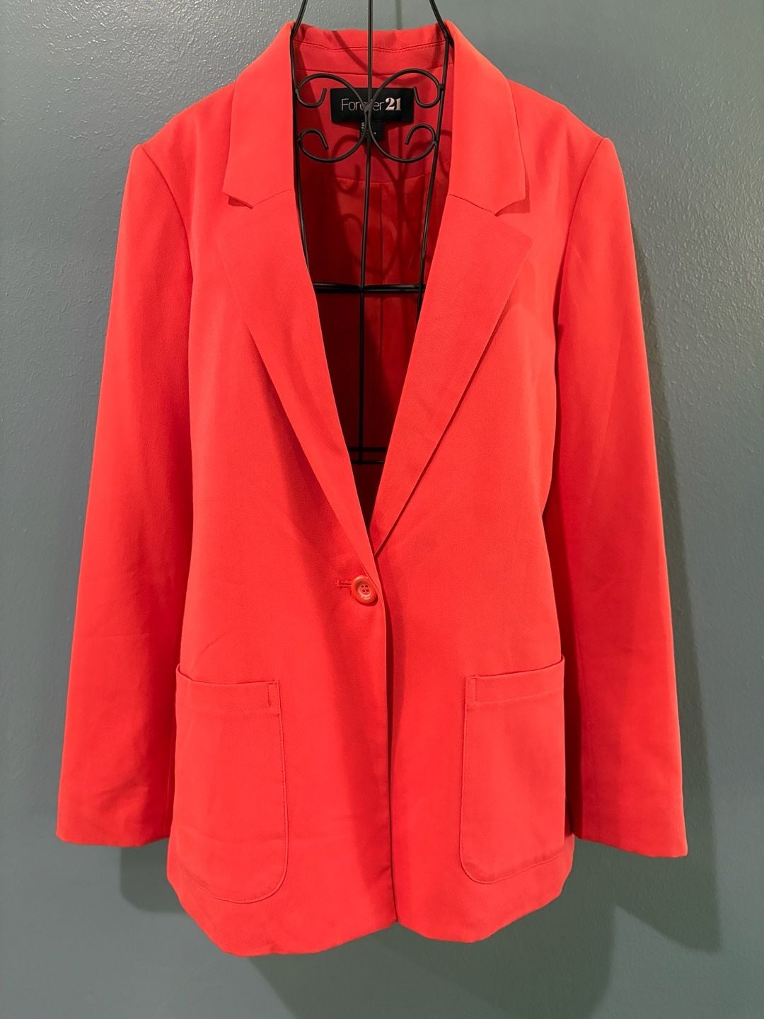 Forever 21 Blazer Size S Coral Red Single Button Jacket 2