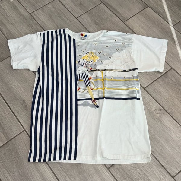 Focus Vintage Sailor Graphic T-Shirt One Size Fits All White Nautical Item 0502