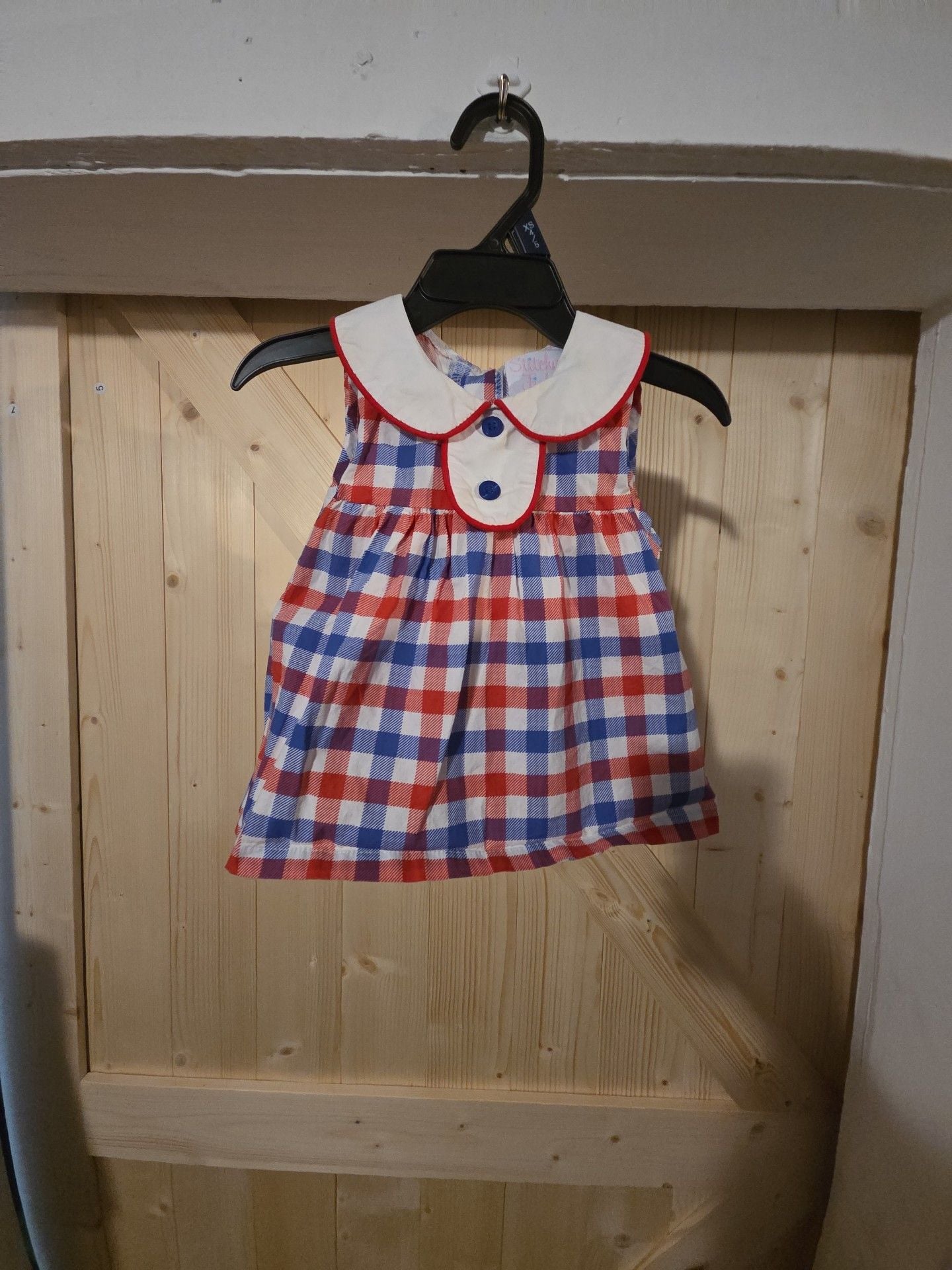Stitchy Fish Gingham shirt Size 12M 2