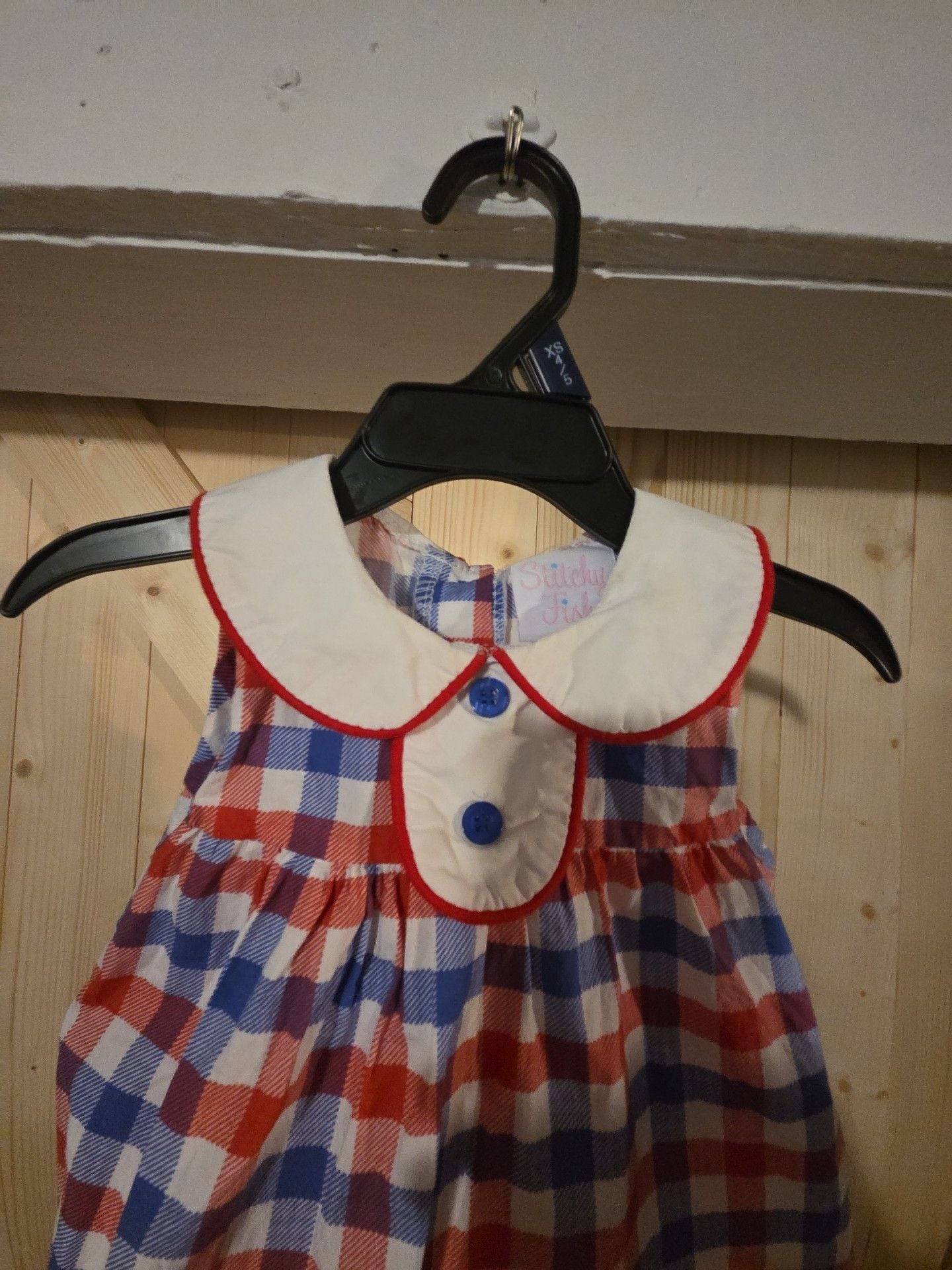 Stitchy Fish Gingham shirt Size 12M 4