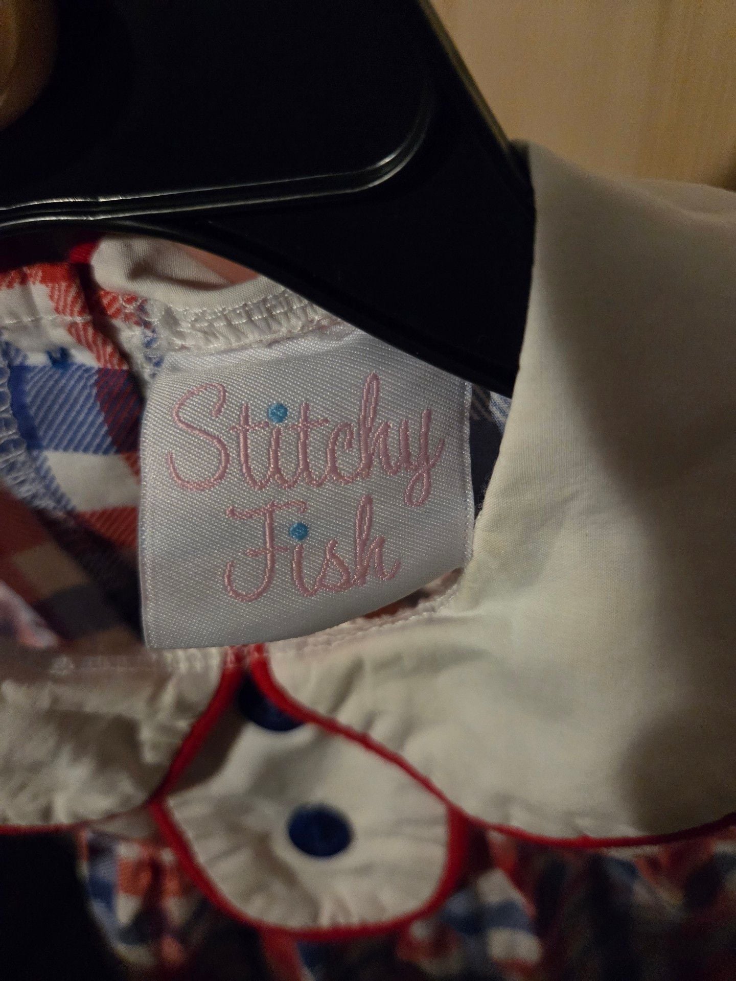 Stitchy Fish Gingham shirt Size 12M 6
