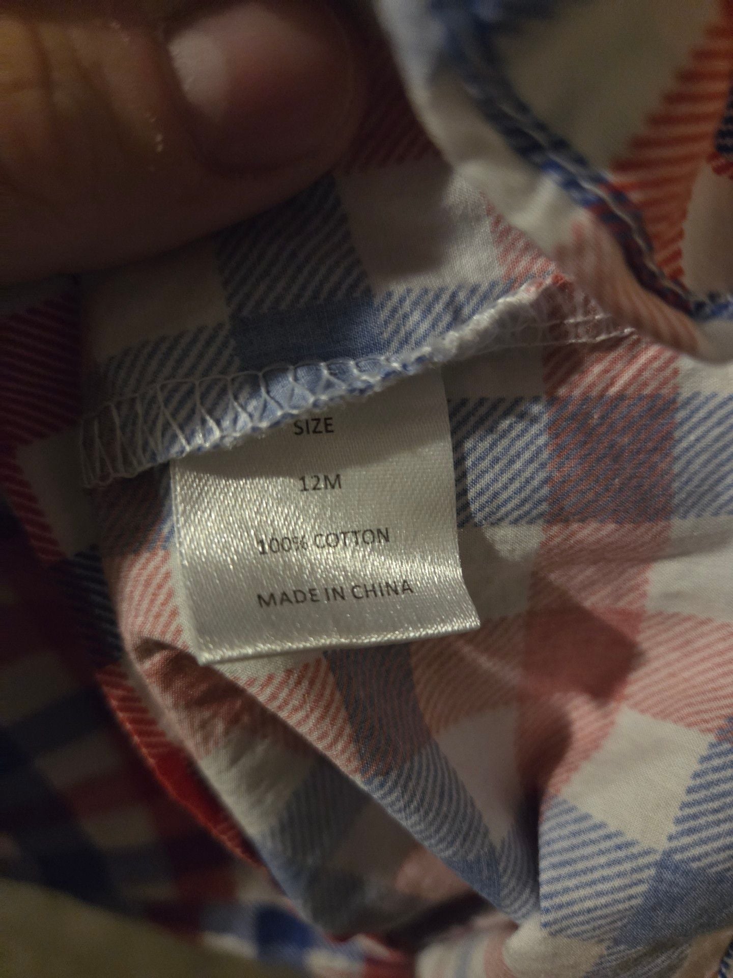 Stitchy Fish Gingham shirt Size 12M 7