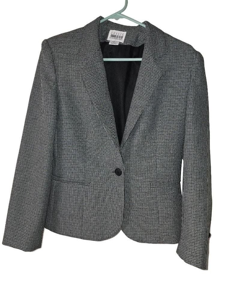 Vintage Leslie Fay Houndstooth Blazer Size 6 Petite work office attire 3