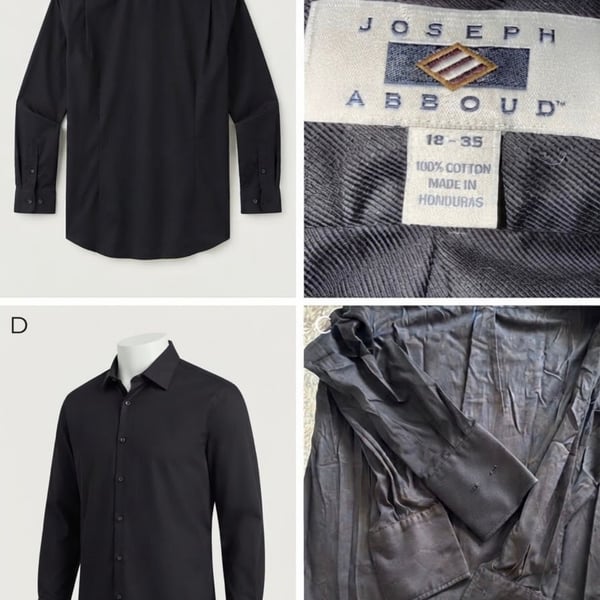 Joseph Abboud Long Sleeve Dress Shirt Size 18-35 Black Cotton