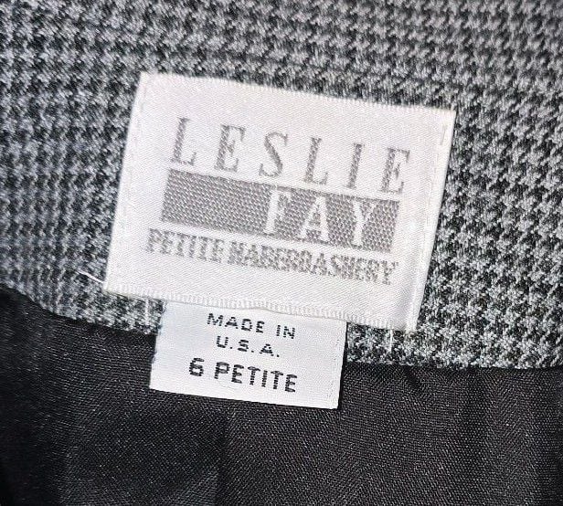 Vintage Leslie Fay Houndstooth Blazer Size 6 Petite work office attire 4