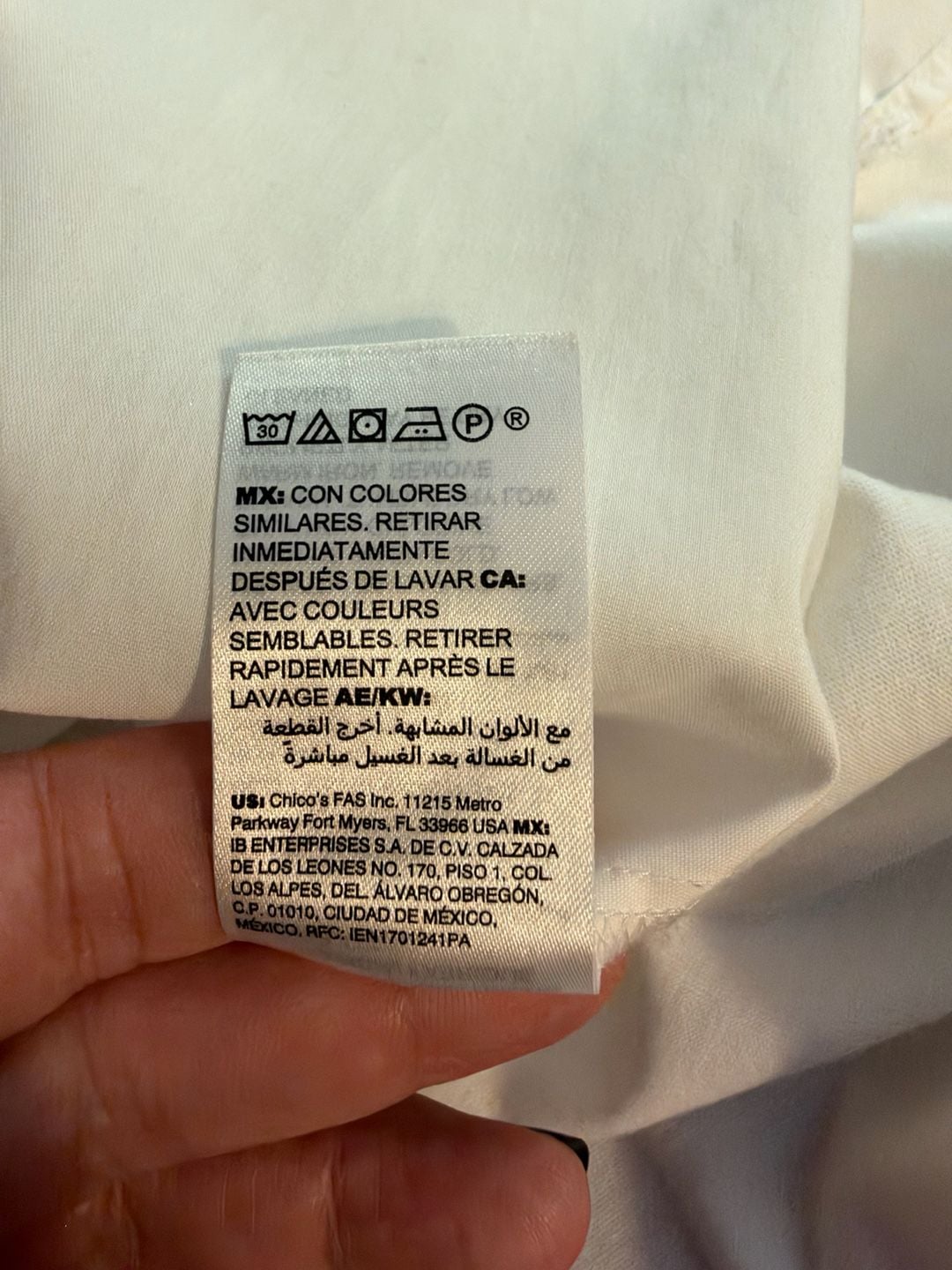 Chico’s No Iron White Blouse Long Sleeve Stretch Cotton Collared Tunic SZ 1 (8) 7