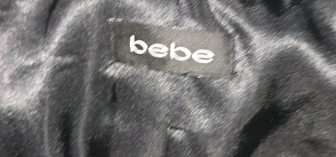 Bebe Corduroy Trench Coat Black Real Fur Collar Y2K 5