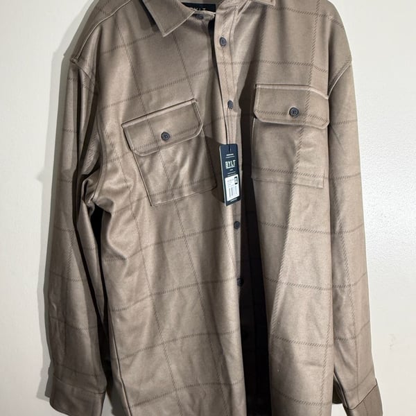 Bylt Premium Basics Shirt Jacket Size XXL Brown Plaid Long Sleeve Shacket