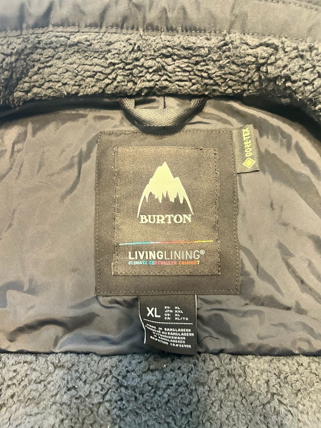 Burton GORE-TEX Living Lining Jacket Men’s Size XL Black Snowboard Coat 3