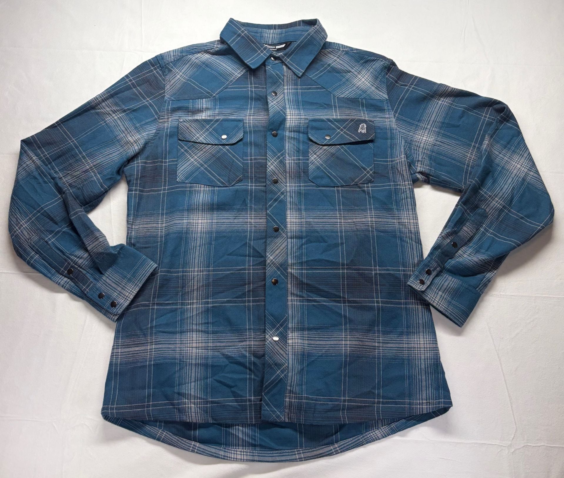 Stone Glacier Timber Butte Snap Shirt Size Medium Blue Plaid Long Sleeve 2