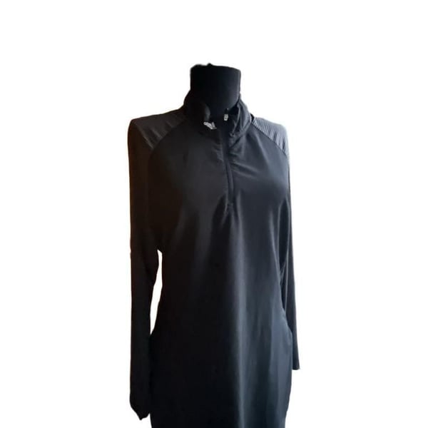 Adidas Long Sleeve Athletic Dress Black Gray Mock Neck