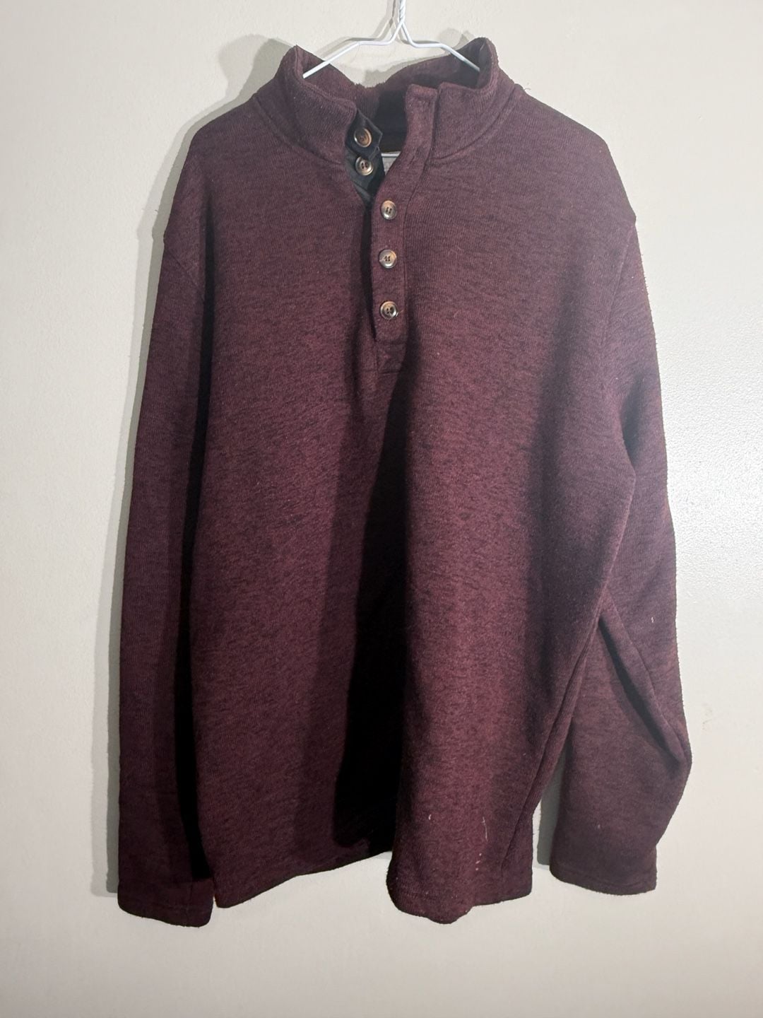 Stetson Quarter Button Pullover Sweater Size XL Maroon 2