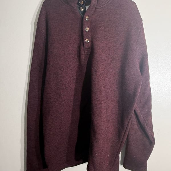 Stetson Quarter Button Pullover Sweater Size XL Maroon