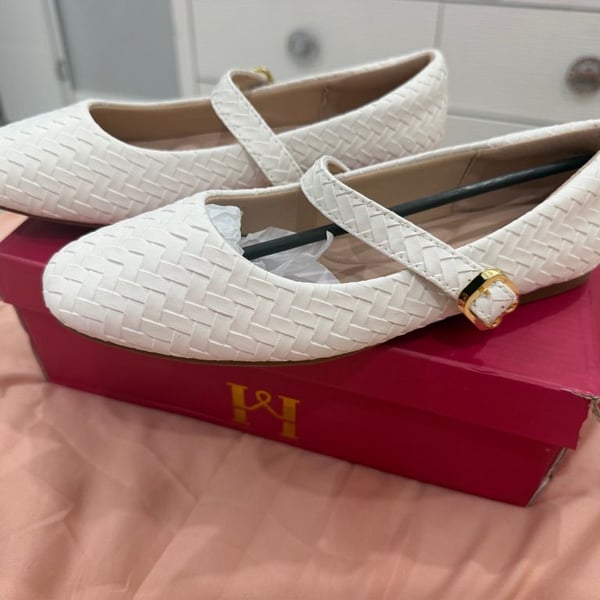 H&M White Woven Mary Jane Flats