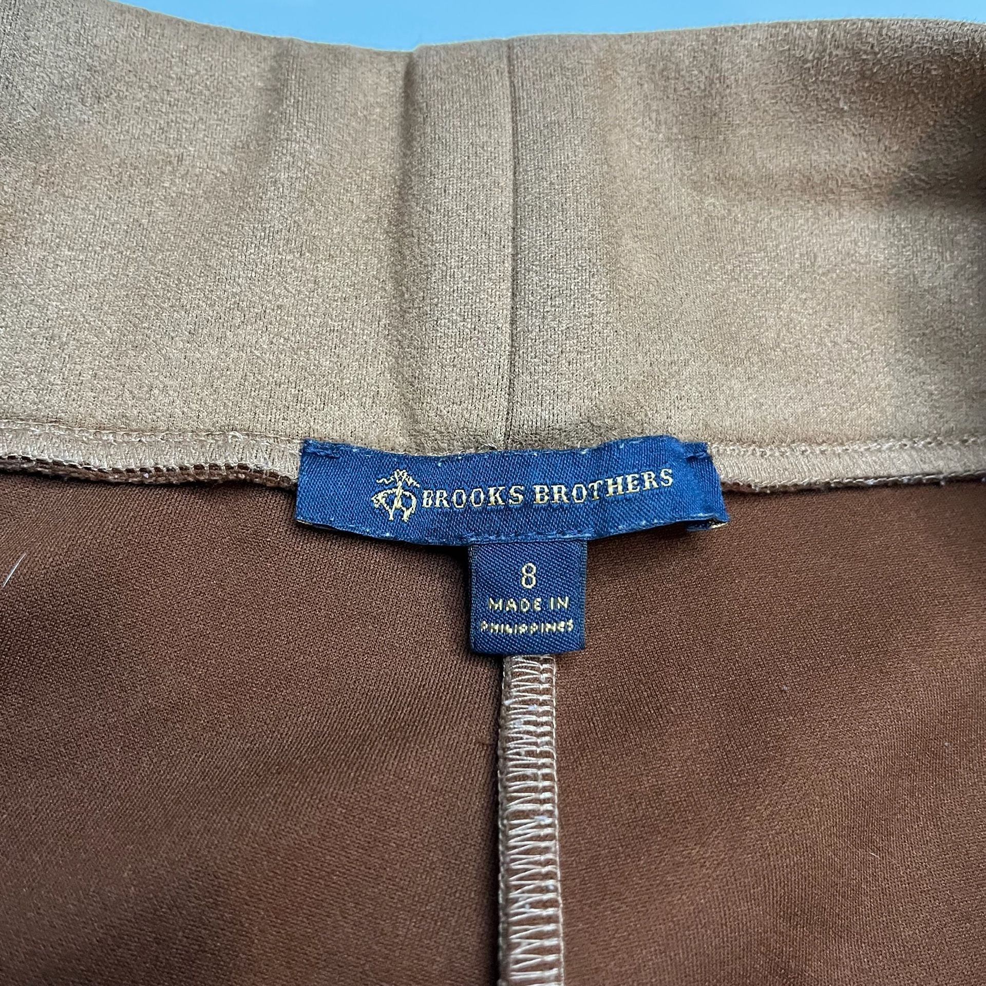 Brooks Brothers Faux Suede Leggings Size 8 Brown Pull On Skinny Pants 3