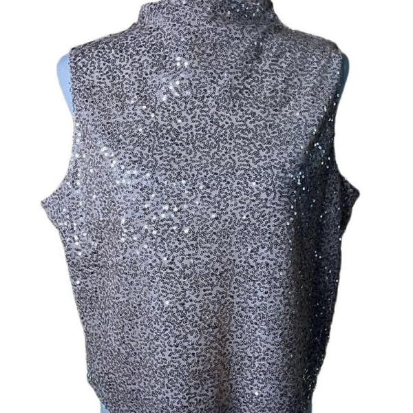 Melrose and Market Sequined Sleeveless Turtleneck Size L Rose Gold