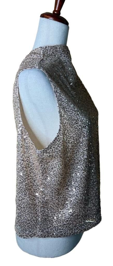 Melrose and Market Sequined Sleeveless Turtleneck Size L Rose Gold 3