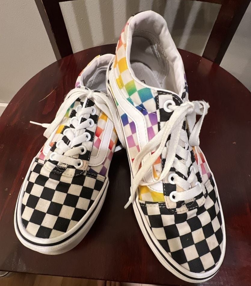 Vans Ward Rainbow Checkerboard Size 8 Women's Multicolor Skate Shoes 2
