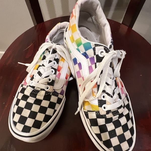 Vans Ward Rainbow Checkerboard Size 8 Women's Multicolor Skate Shoes