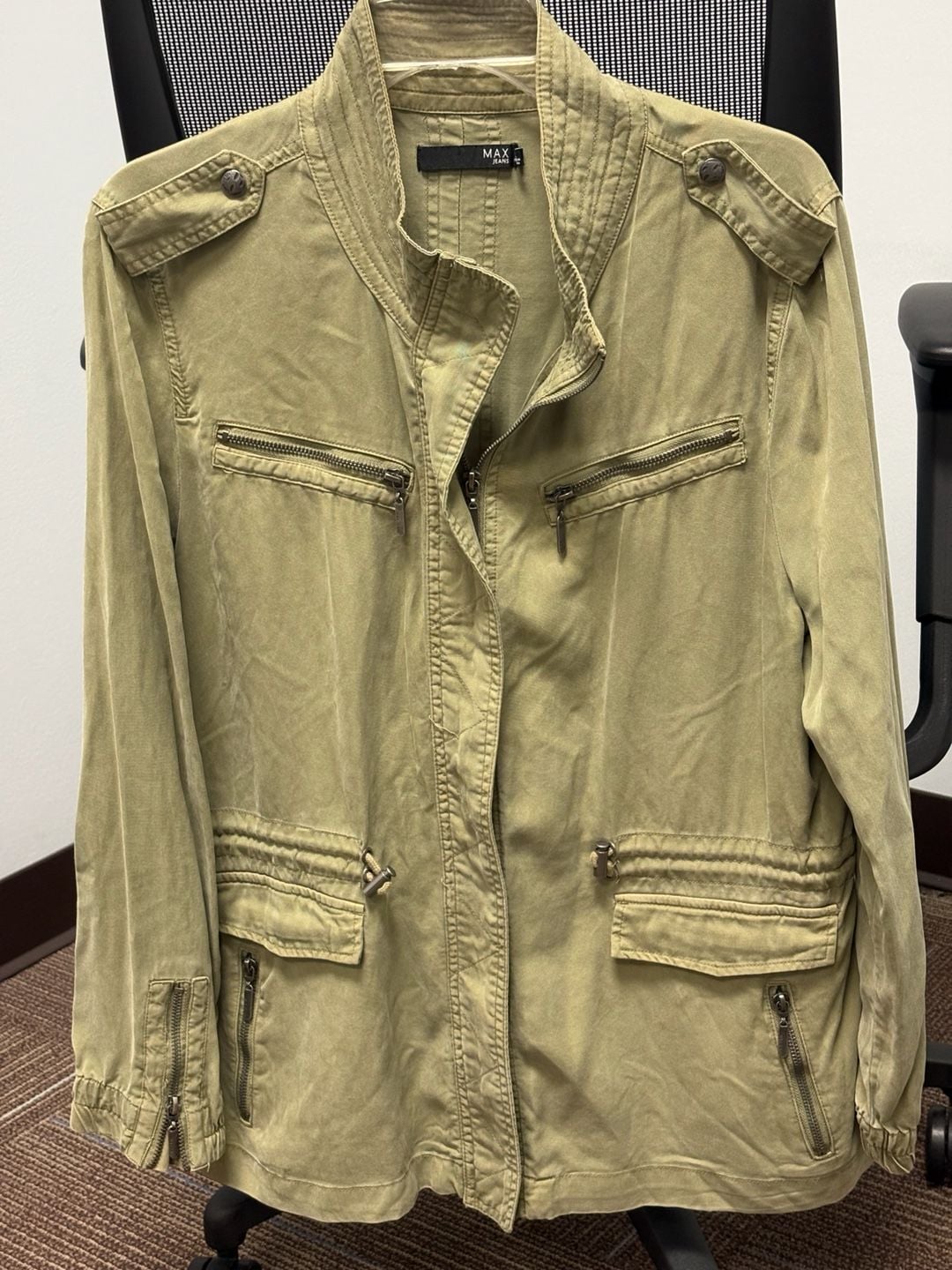 Max Jeans Olive Green Utility Jacket Great Layering piece 2