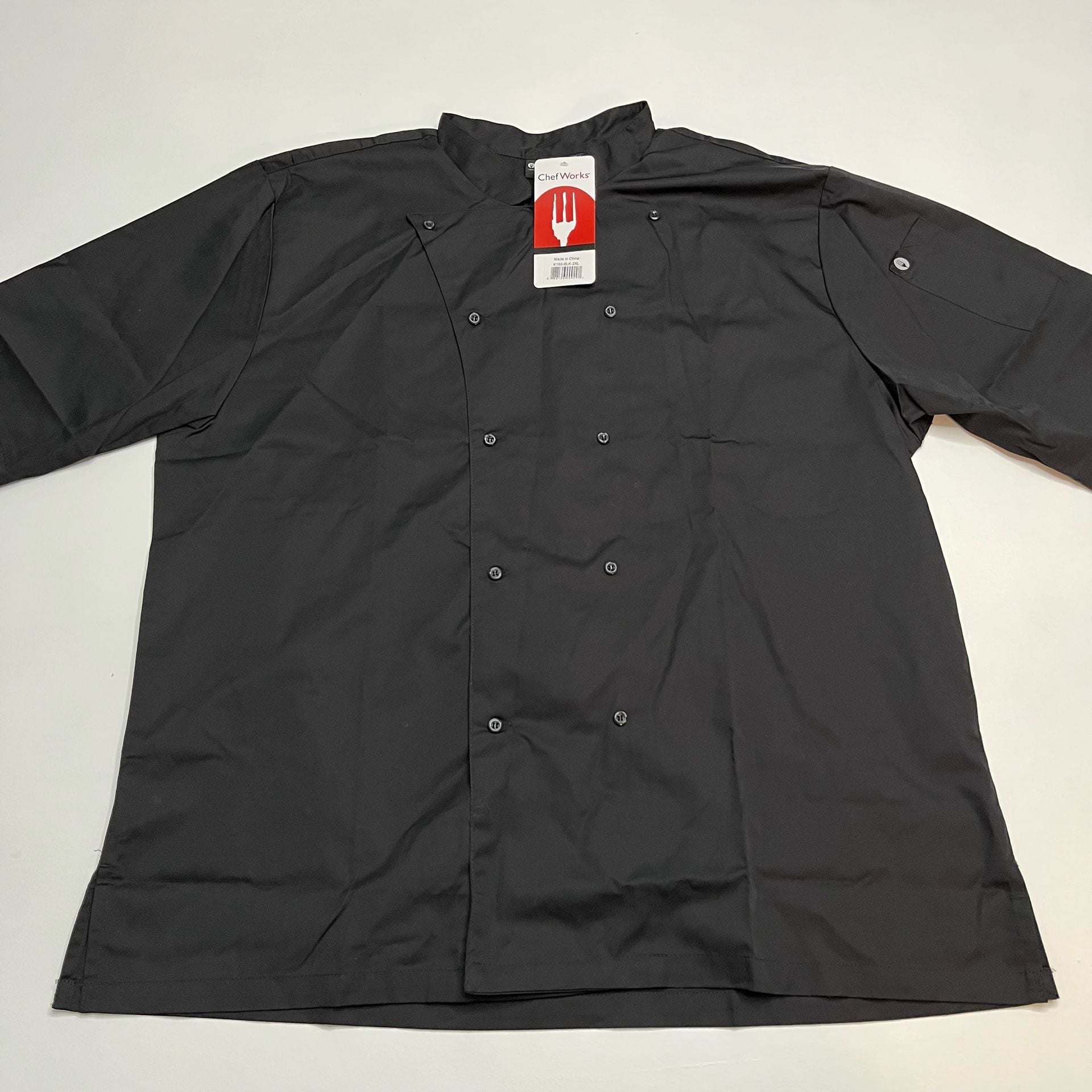 Chef Works Chef Coat Size 2XL Black Short Sleeve 2