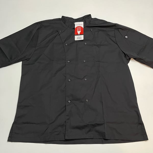 Chef Works Chef Coat Size 2XL Black Short Sleeve
