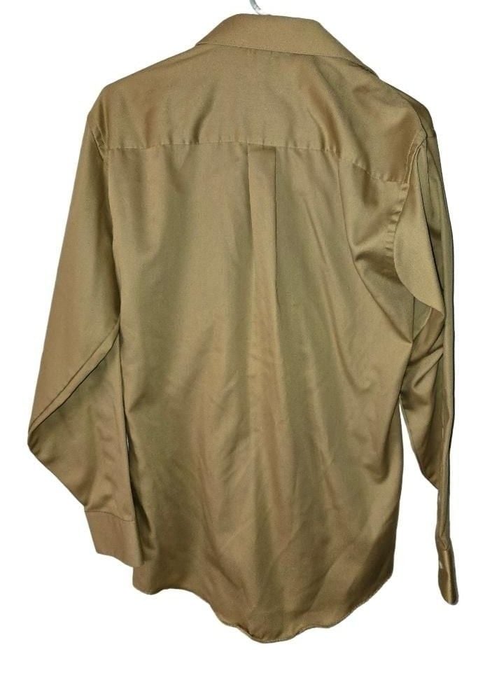 Geoffrey Beene Men Casual Dress Shirt, Size 17.5, Khaki , 70% Cotton %23 Poly 5