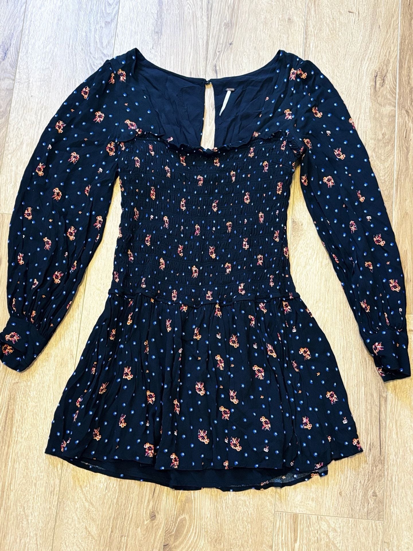 Free People Two Faces Smocked Printed Mini Dress 7
