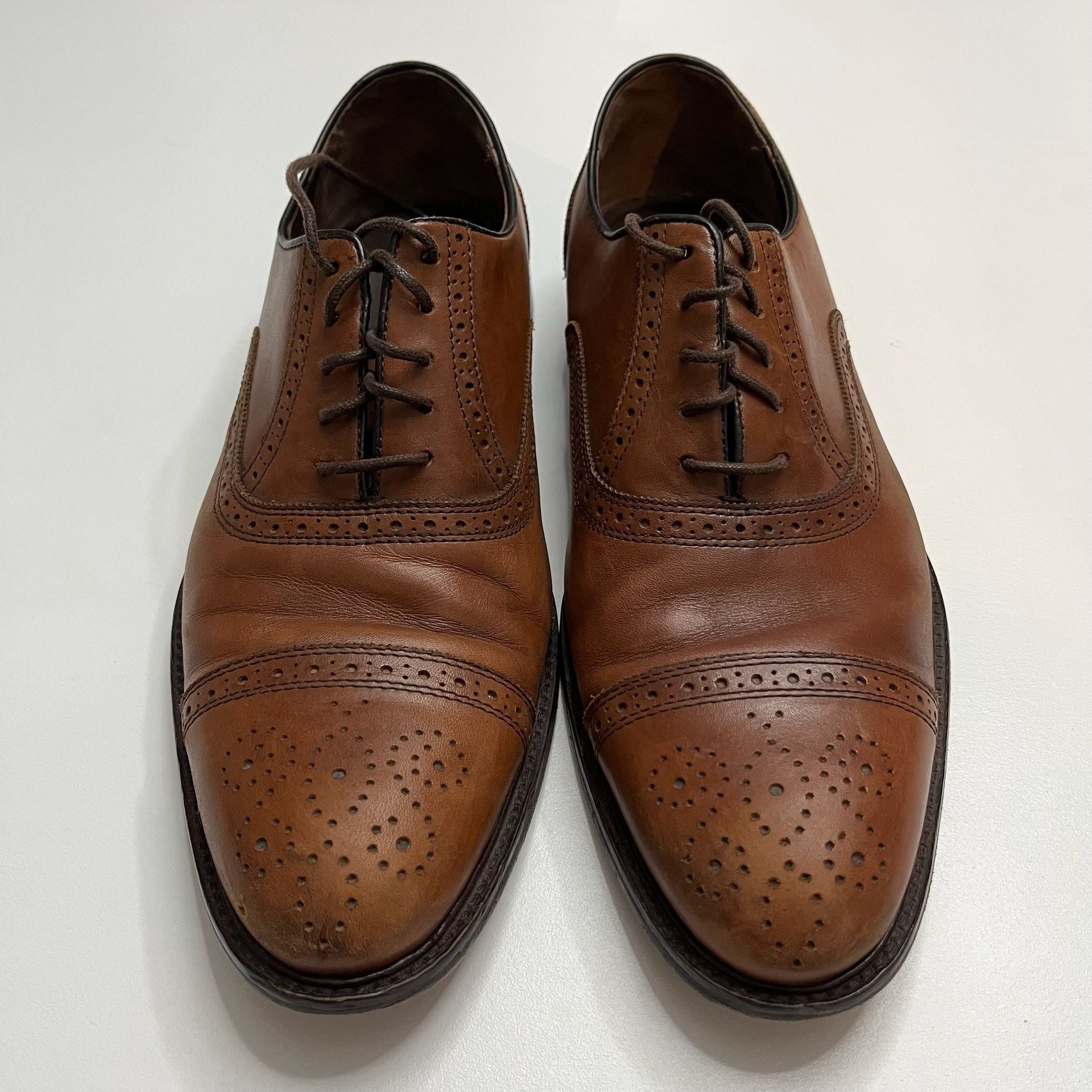 Johnston & Murphy Cap Toe Brogues Size 12M Tan Leather Dress Shoes 2