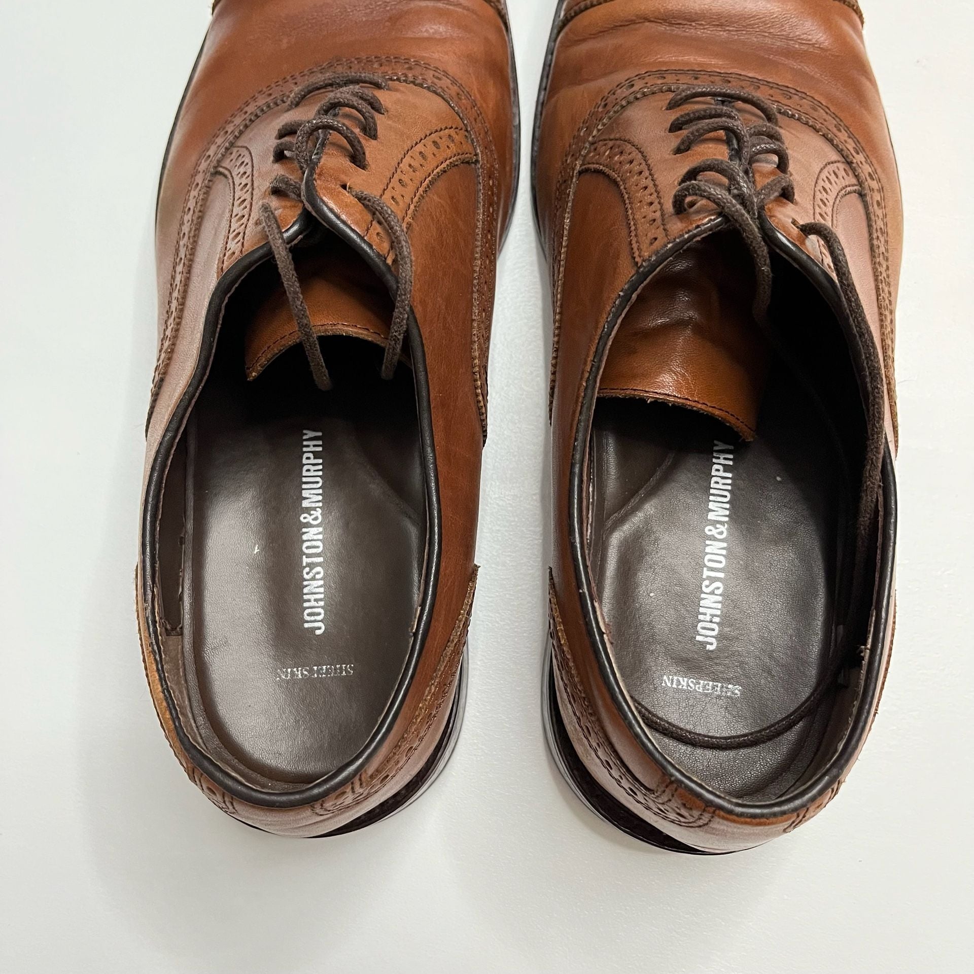 Johnston & Murphy Cap Toe Brogues Size 12M Tan Leather Dress Shoes 3