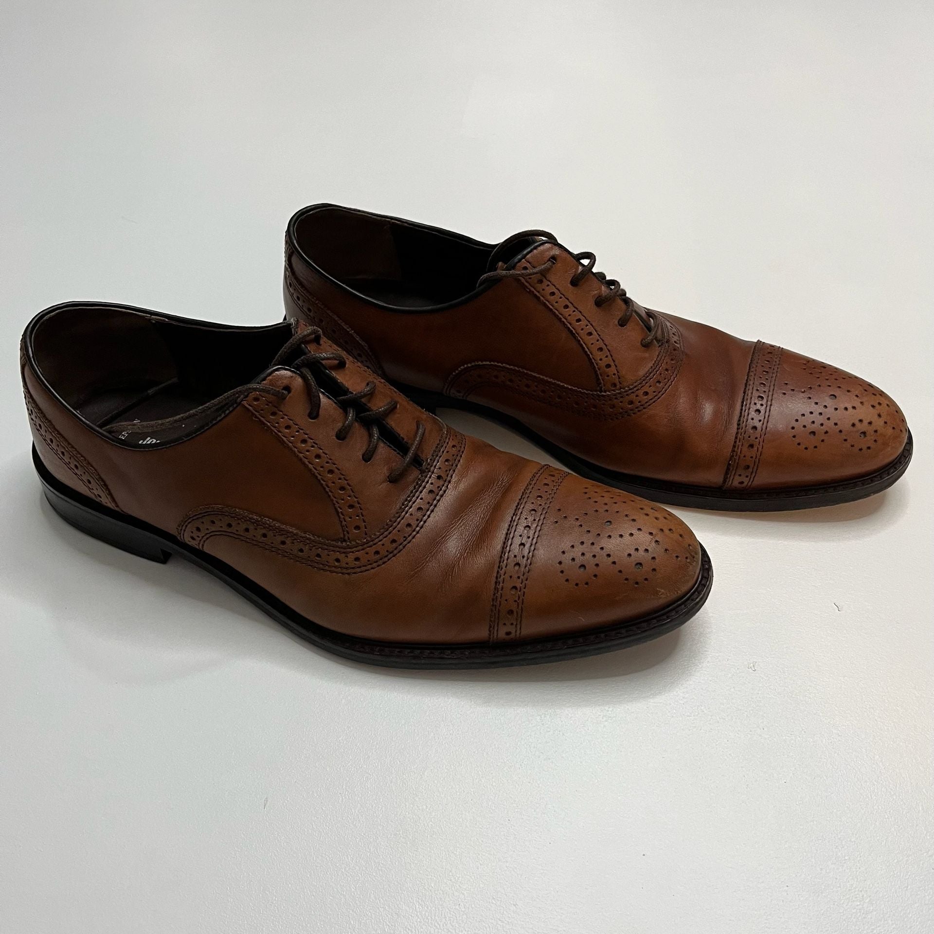 Johnston & Murphy Cap Toe Brogues Size 12M Tan Leather Dress Shoes 5