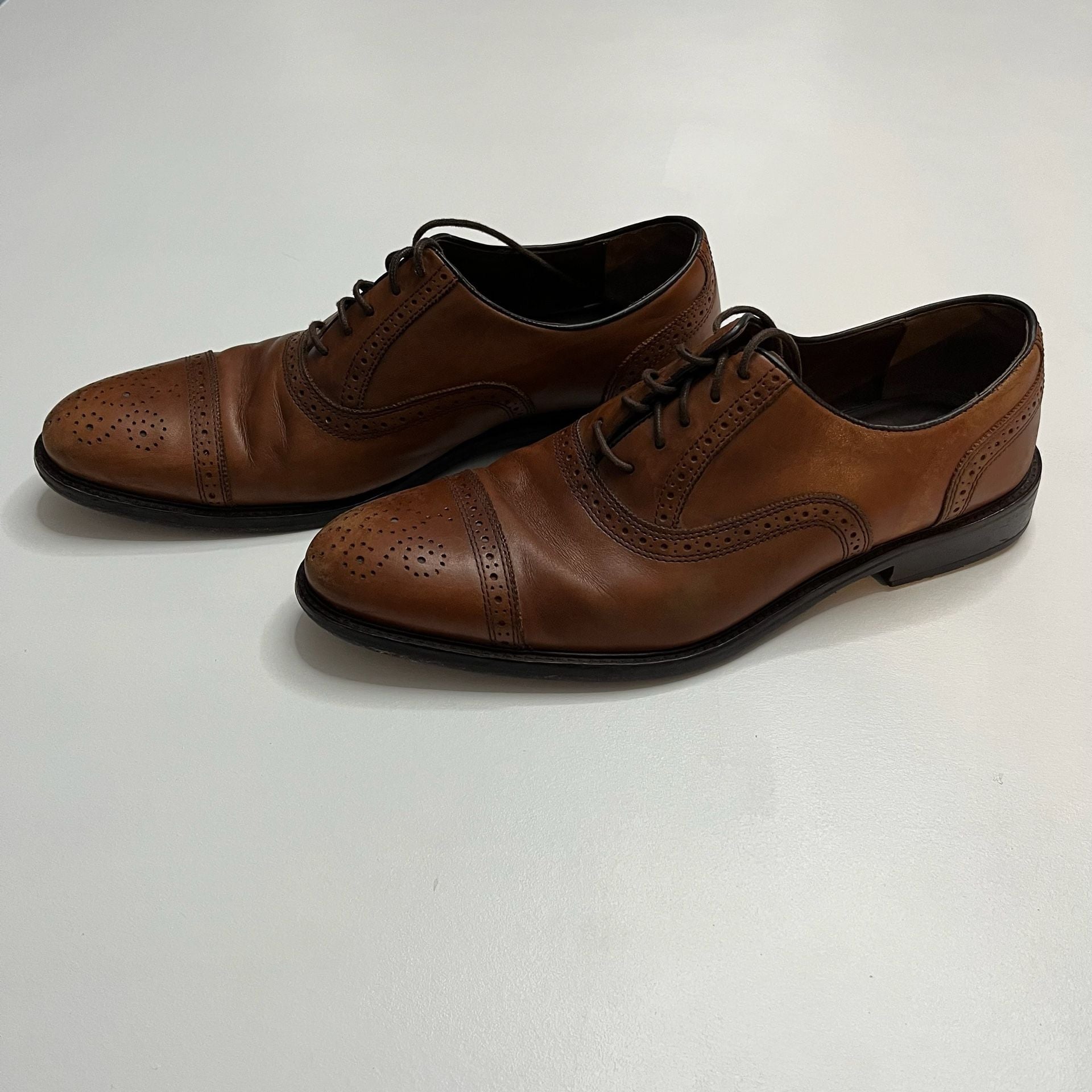 Johnston & Murphy Cap Toe Brogues Size 12M Tan Leather Dress Shoes 6