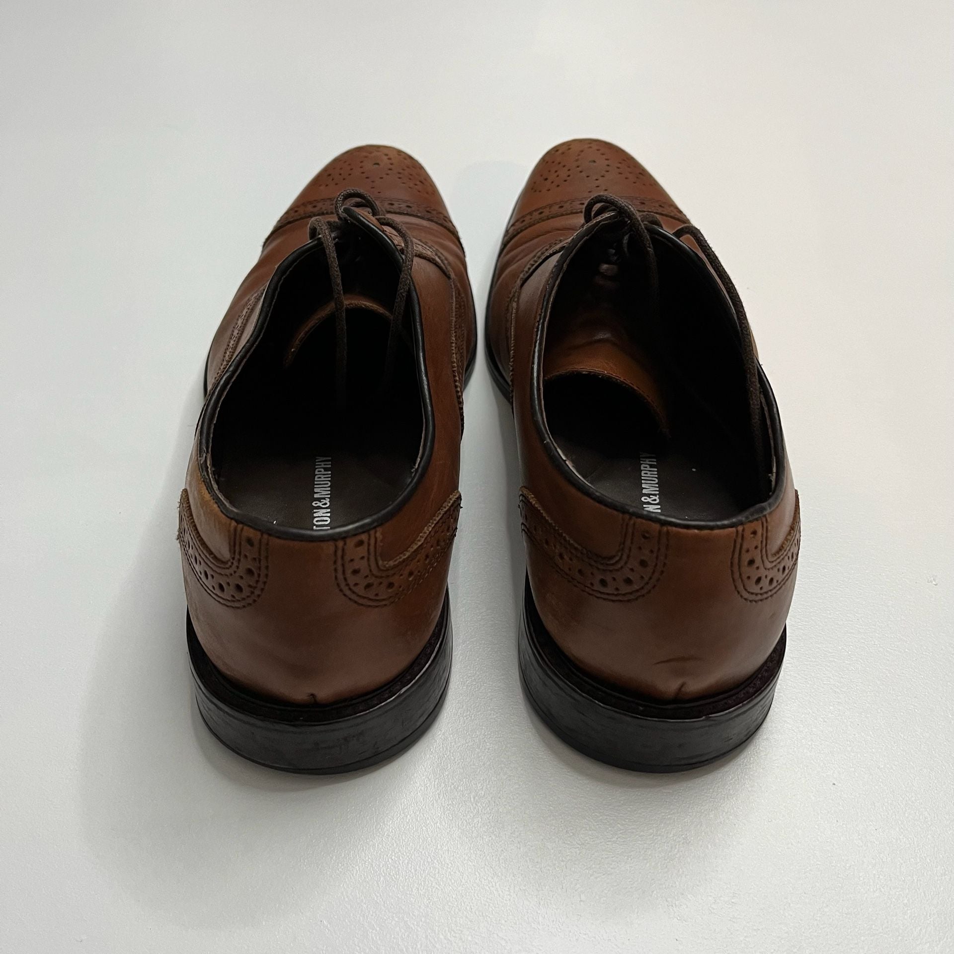 Johnston & Murphy Cap Toe Brogues Size 12M Tan Leather Dress Shoes 7